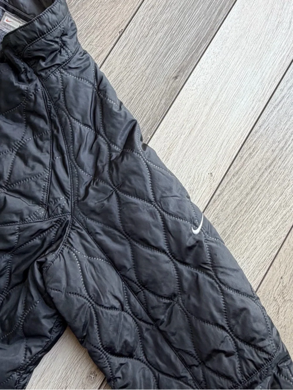 Nike Black Quilted Jacket with Logo Zipper Pull (Women’s)